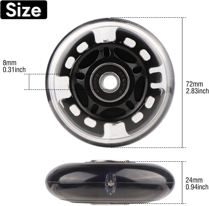WHEELGOO 8 قطع عجلات التزلج على الجليد مع أضواء LED 64/70/72/76/80 مم مع حشوات 85-88A للأطفال والمبتدئين - Image 2